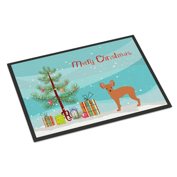 Carolines Treasures 24 x 36 in. Russkiy Toy or Russian Toy Terrier Christmas Tree Indoor or Outdoor Mat CK3484JMAT - main